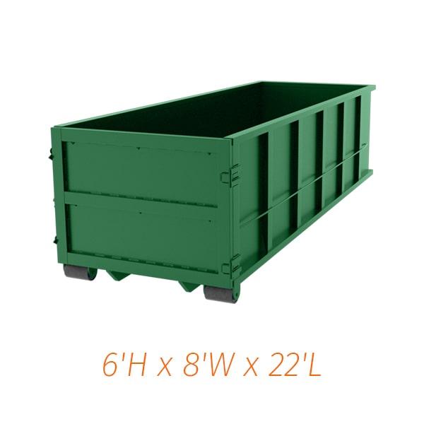 our 30-yard dumpsters should be filled to no more than the top of the container